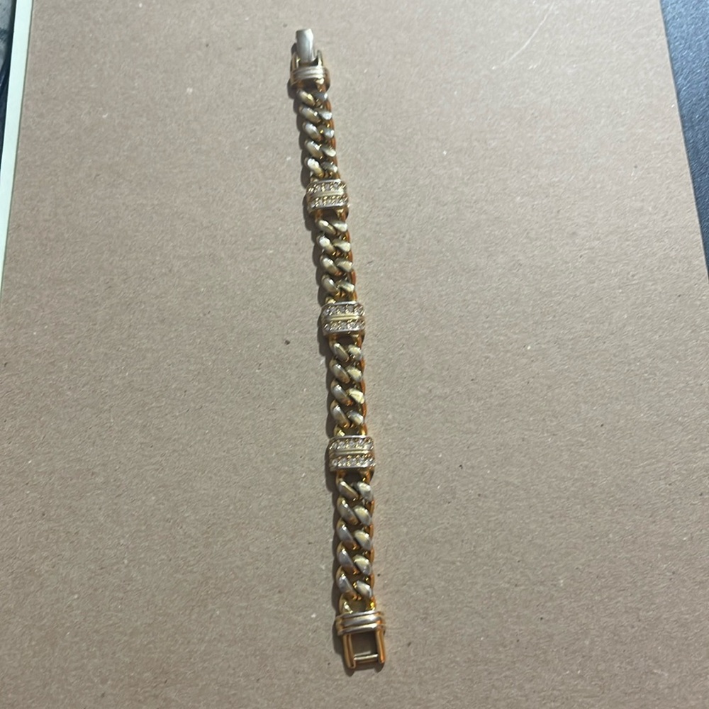 Vintage SAL gold tone link bracelet with Swarovski crystals